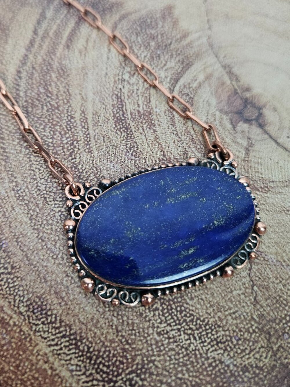 NWT Copper Lapis Lazuli Oval Stone 20" Necklace